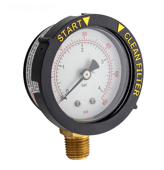 Pentair .25" Pressure Gauge Top Mount w/Dirty Filter Indicator 190058Z
