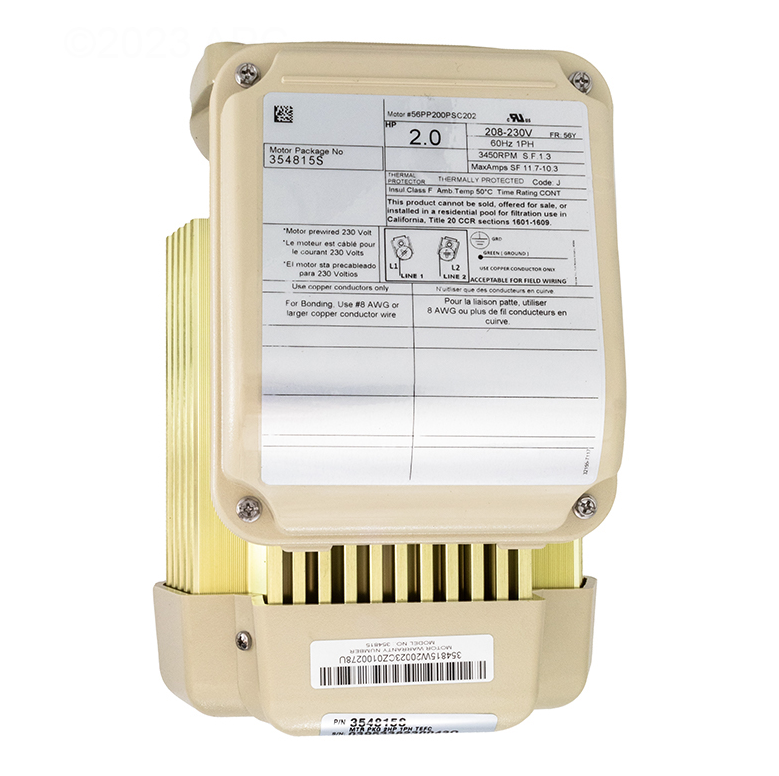 Pentair 2HP 208/230V Single Phase TEFC 56y Motor For SuperFlo & WhisperFlo Pumps 354815S