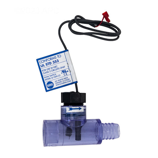 Harwil Flow Switch 1/2"SKT x 3/4"Barb Tee, 2PIN Connector, 2' Cord Q-12DS-C2