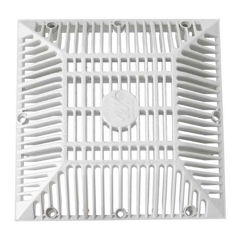 Waterway 9" x 9" Square Grate, White WW6424790V