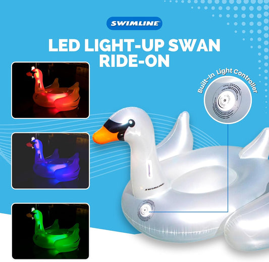 Swimline Giant Inflatable LED Light Up Swan 90702